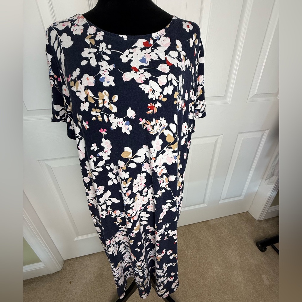 J.Jill Wearever Collection Navy Floral Midi Dress Size XL
